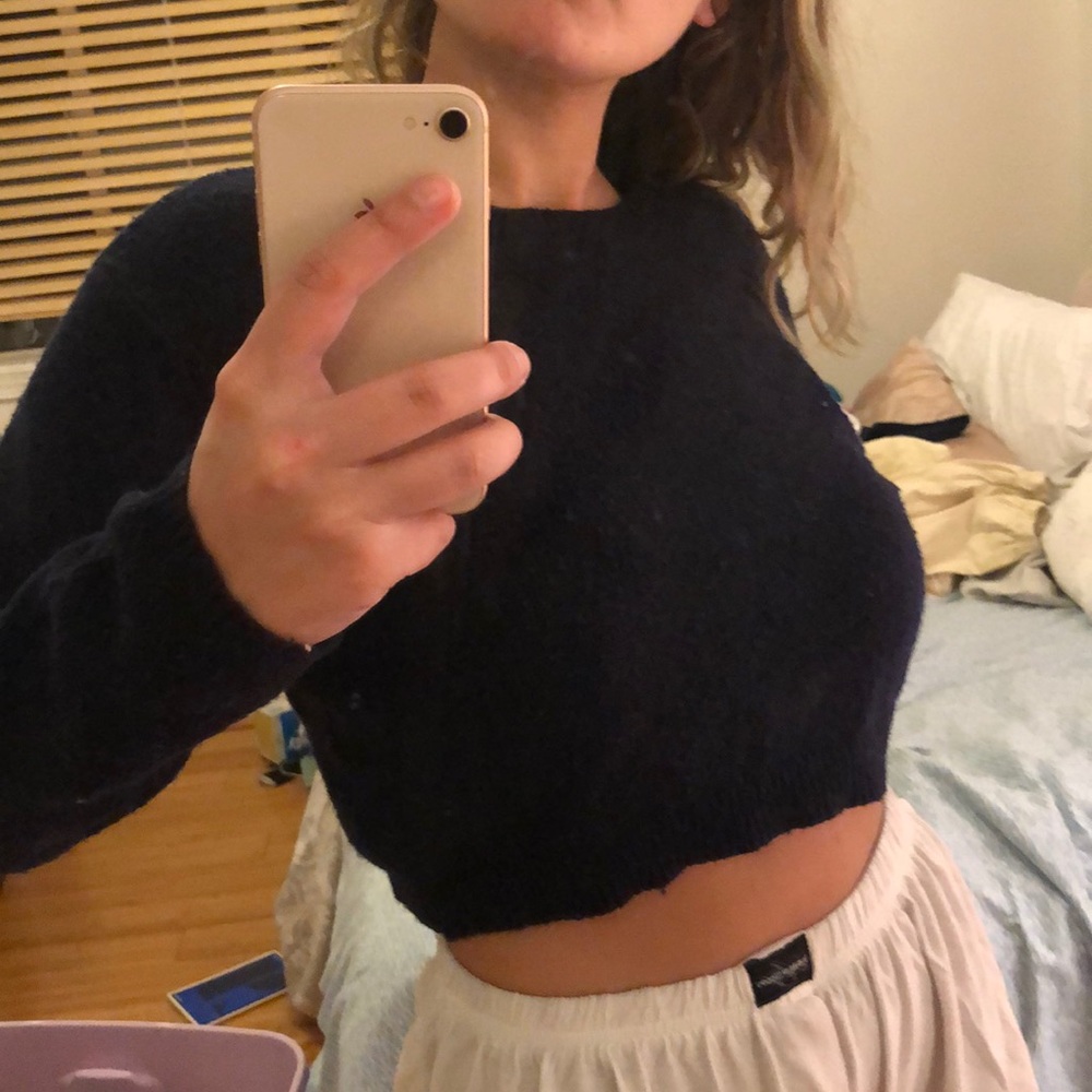 Cropped navy sweater brandy Melville